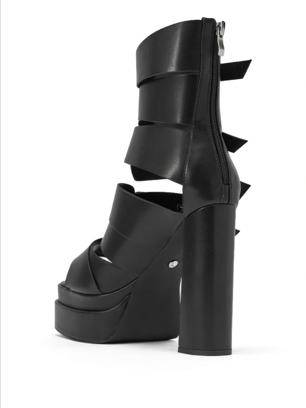 Women's Black Strappy Platform Heels with Buckles